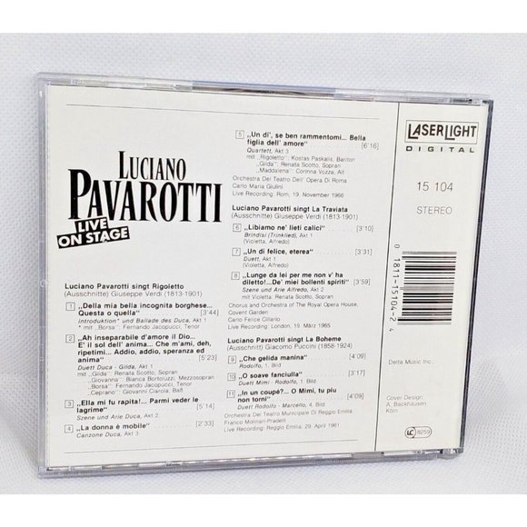 1990 Luciano Pavarotti Live On Stage Audio Laser Light Digital CD No Scratches - Picture 4 of 10